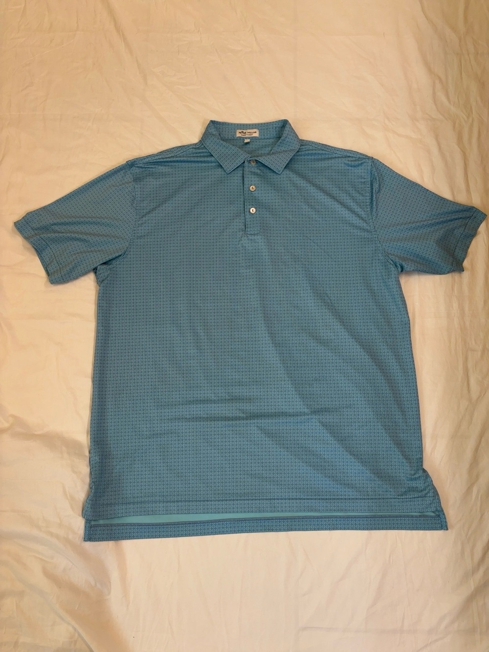 Peter Millar Summer Comfort Polo Shirt Men's XL Blue Geometric Performance Polo